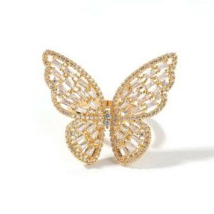 Butterfly white CZ Stone Adjustable Ring Fashion Jewelry